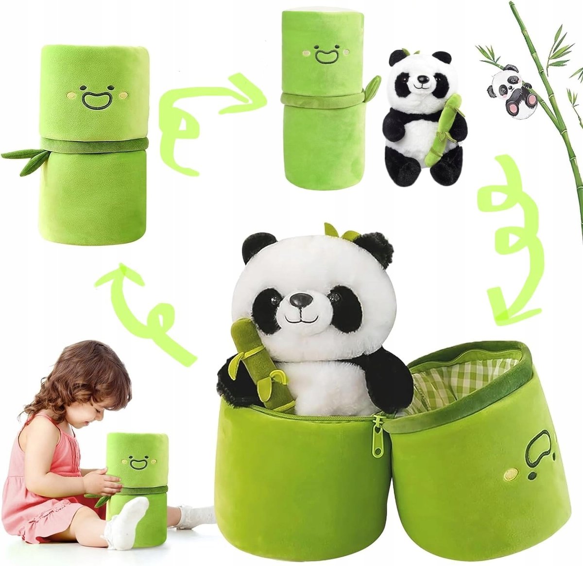Panda Pluszowa 24Cm Przytulanka W Bambusie Bambus Pluszak Dla Dzieci