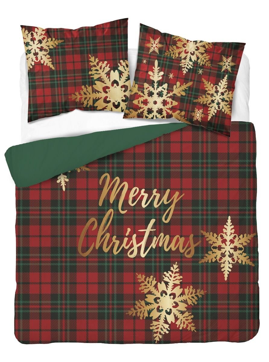 Pościel bawełna - Merry christmas/krata 200x200 - 3 cz.