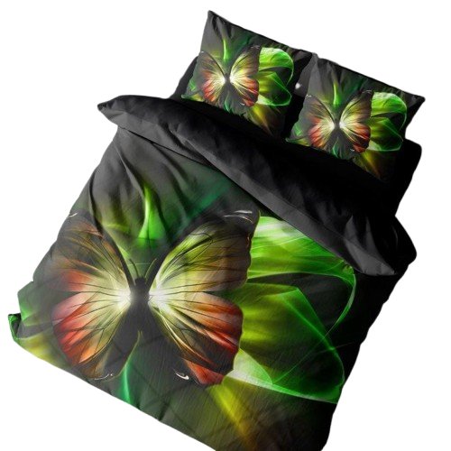 Pościel 3D - Motyl/zieleń/czarny - 160x200 - 3 cz.