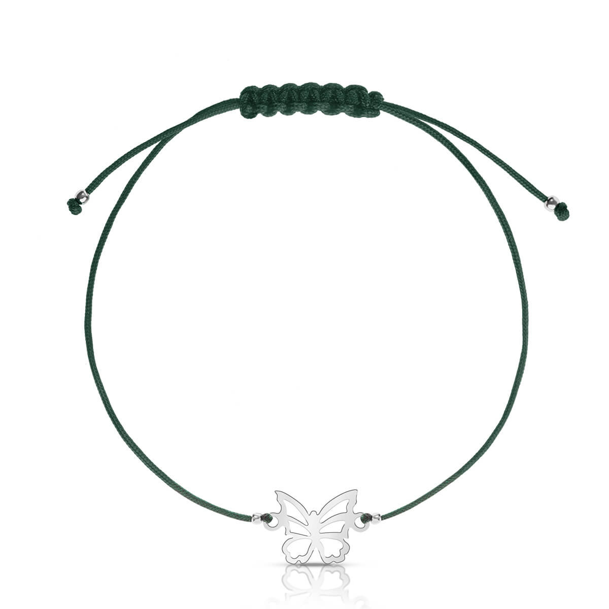 Bransoletka sznurkowa Motylek srebrny