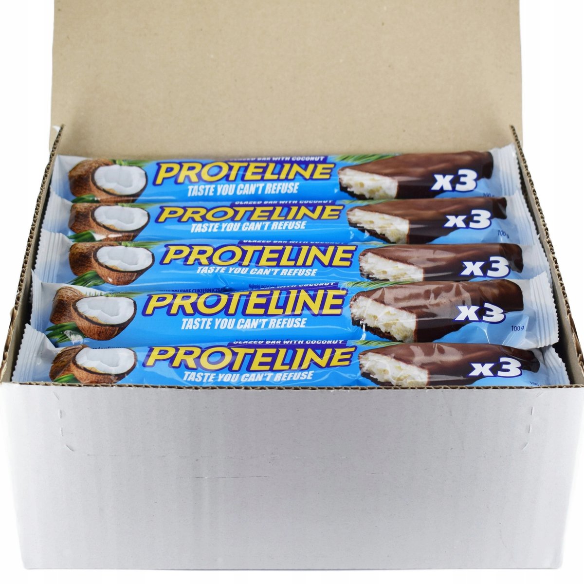 Zestaw PROTELINE 20x100g baton na bazie wiórków kokosowych