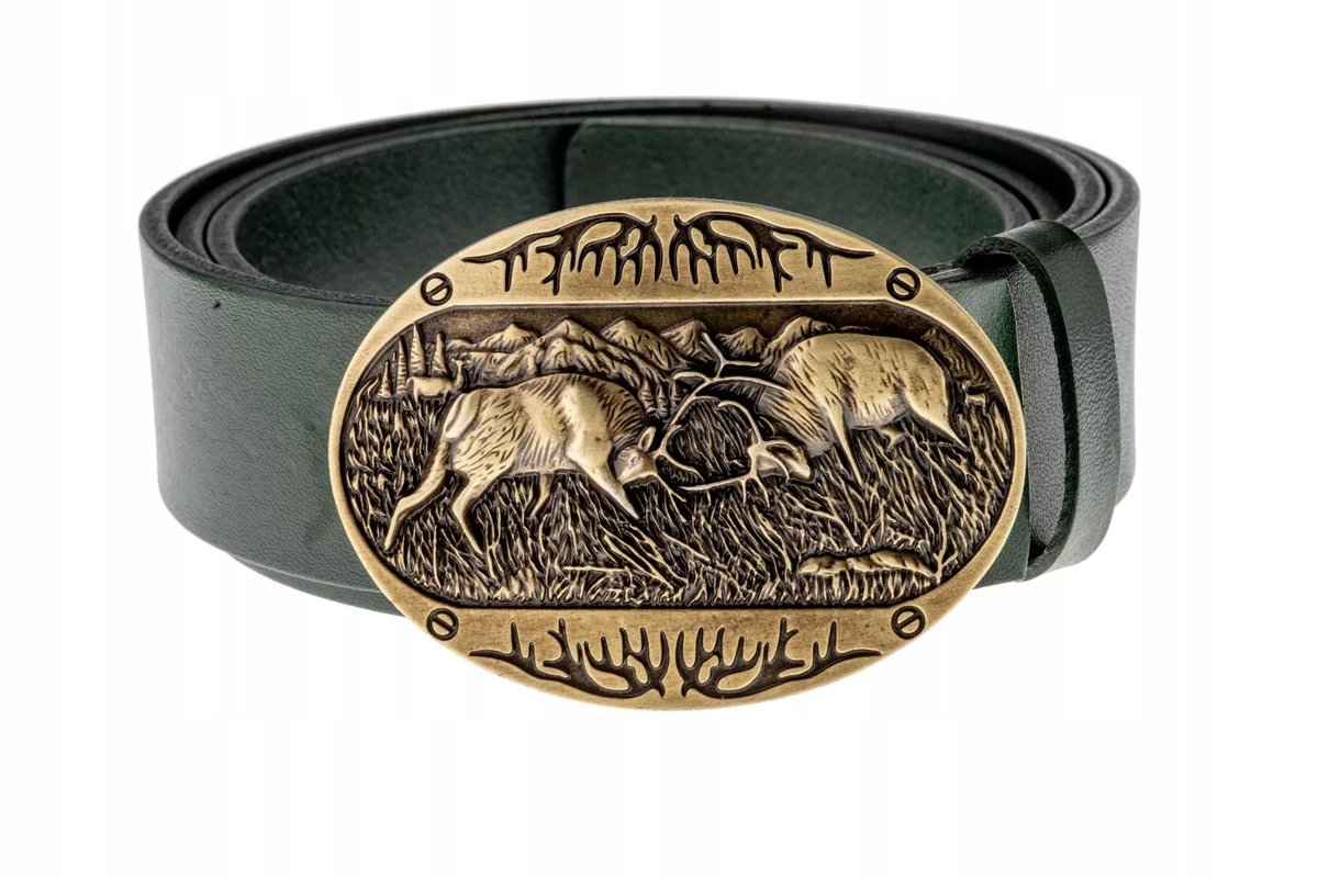 Pasek skórzany BÓR HUNTER FOREST - Rut Gold-85