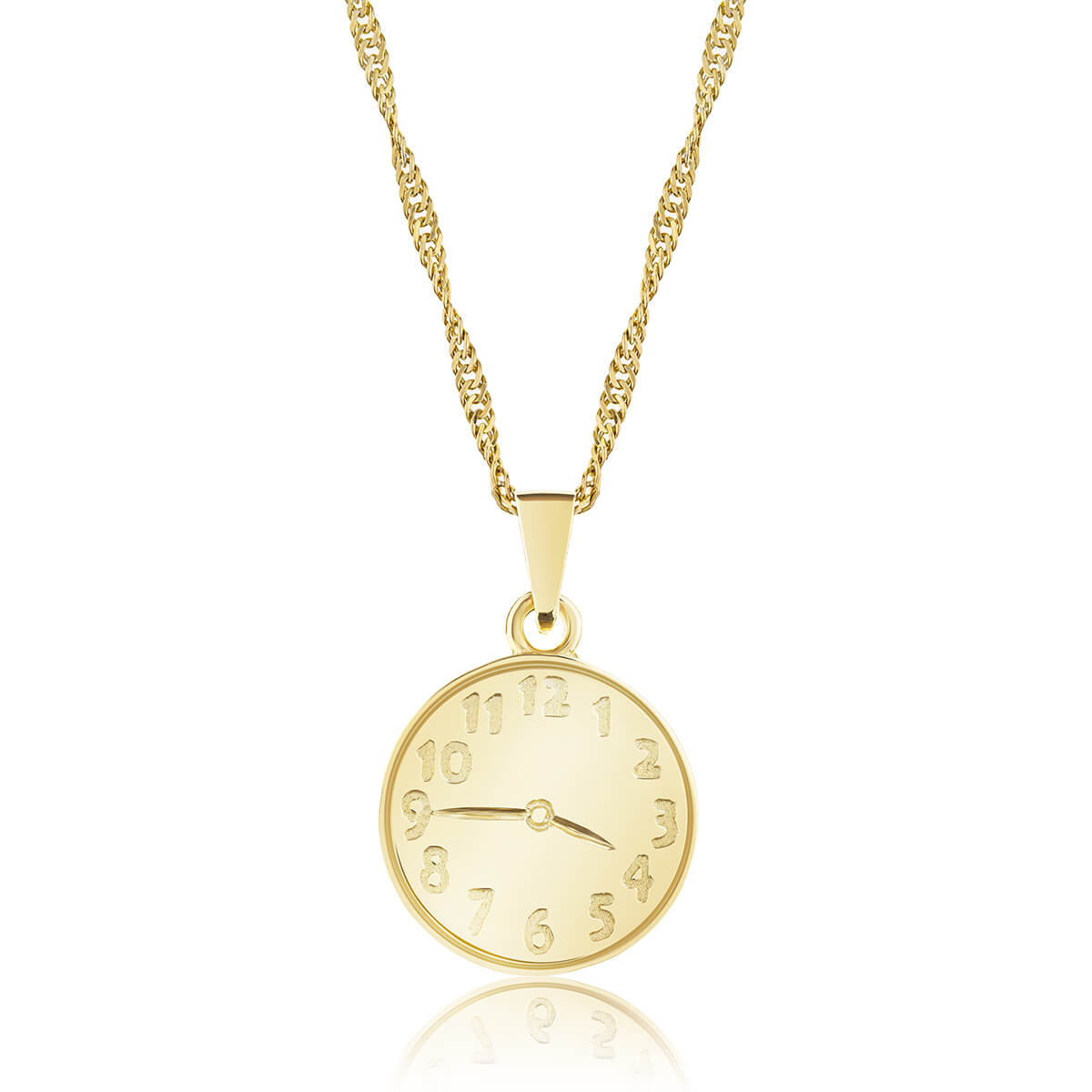 Wisiorek srebrny pozłacany zegar