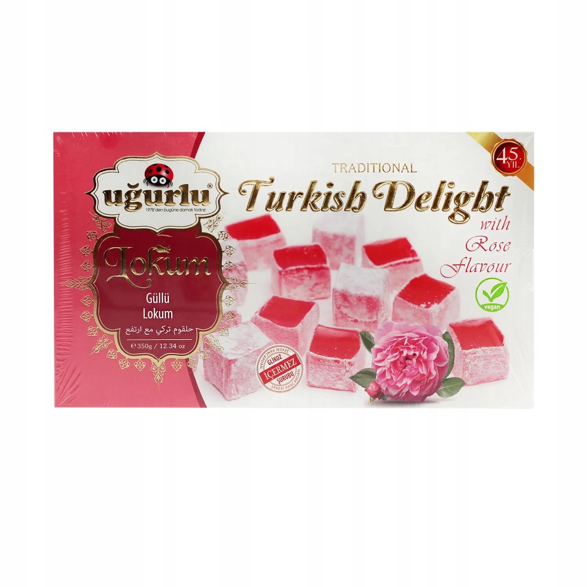LOKUM TURECKIE O SMAKU RÓŻANYM RACHATŁUKUM 350 G UGURLU TURKISH DELIGH