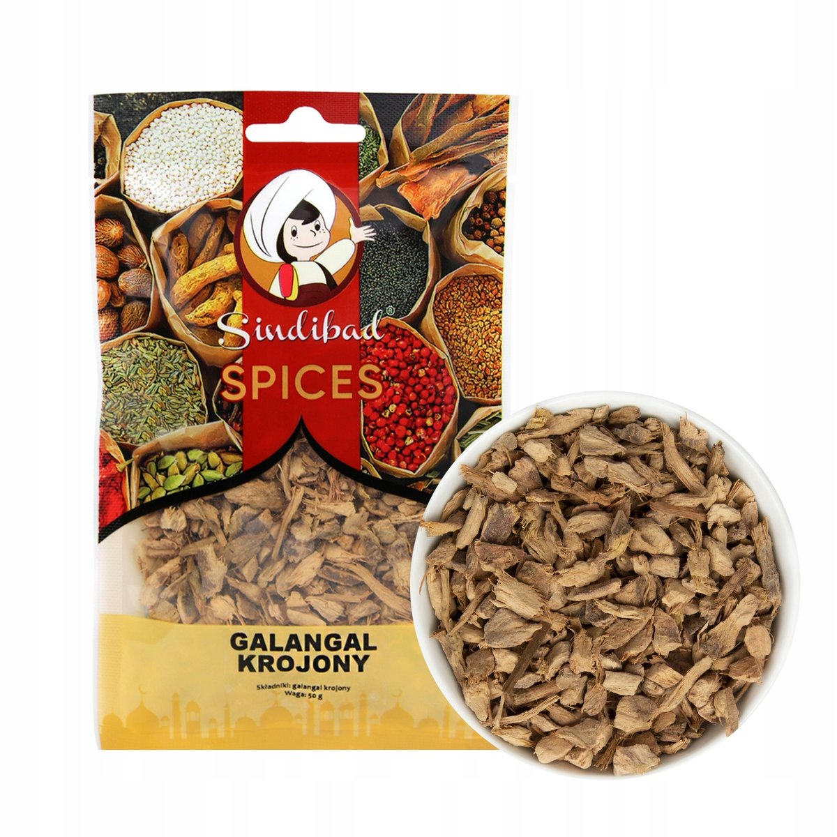 GALANGAL KORZEŃ KROJONY ALPINIA GALGANT 50 G SINDIBAD