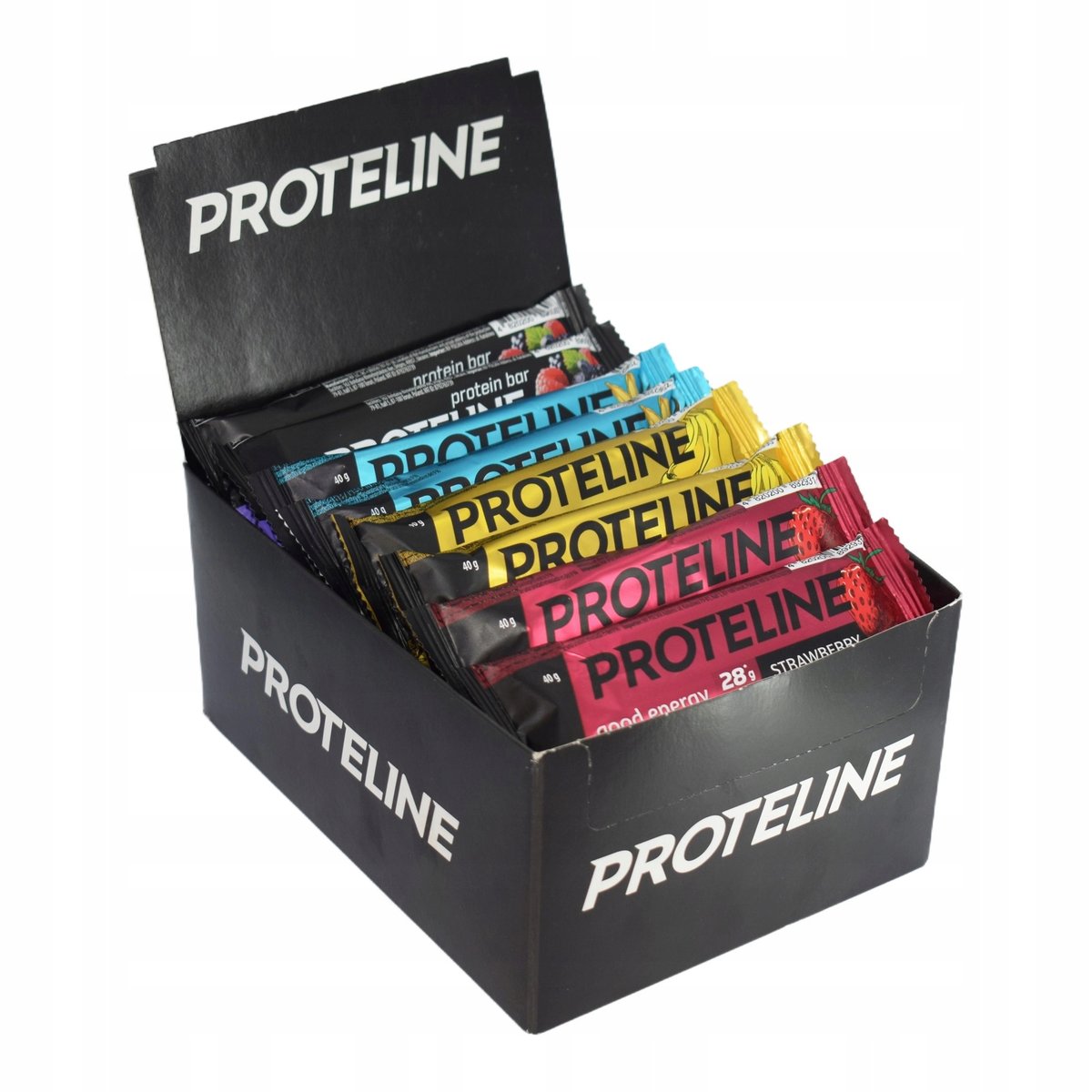 Zestaw PROTELINE 24x40g MIX: banan, wanilia, truskawka, owocy leśne