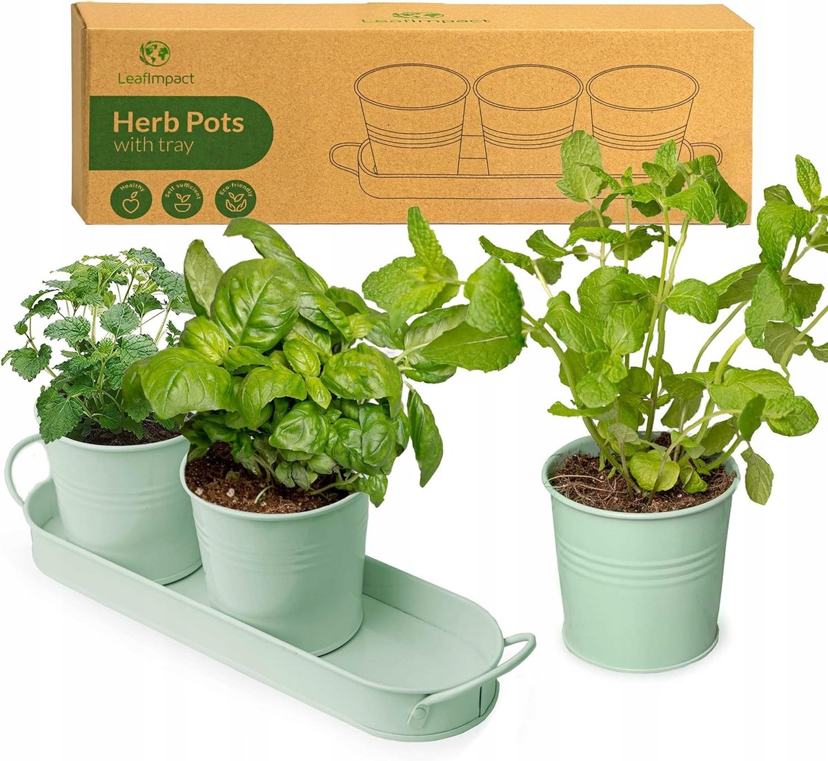 3X Doniczka Doniczki Zestaw Doniczek Metalowych Rośliny Zioła Ogród