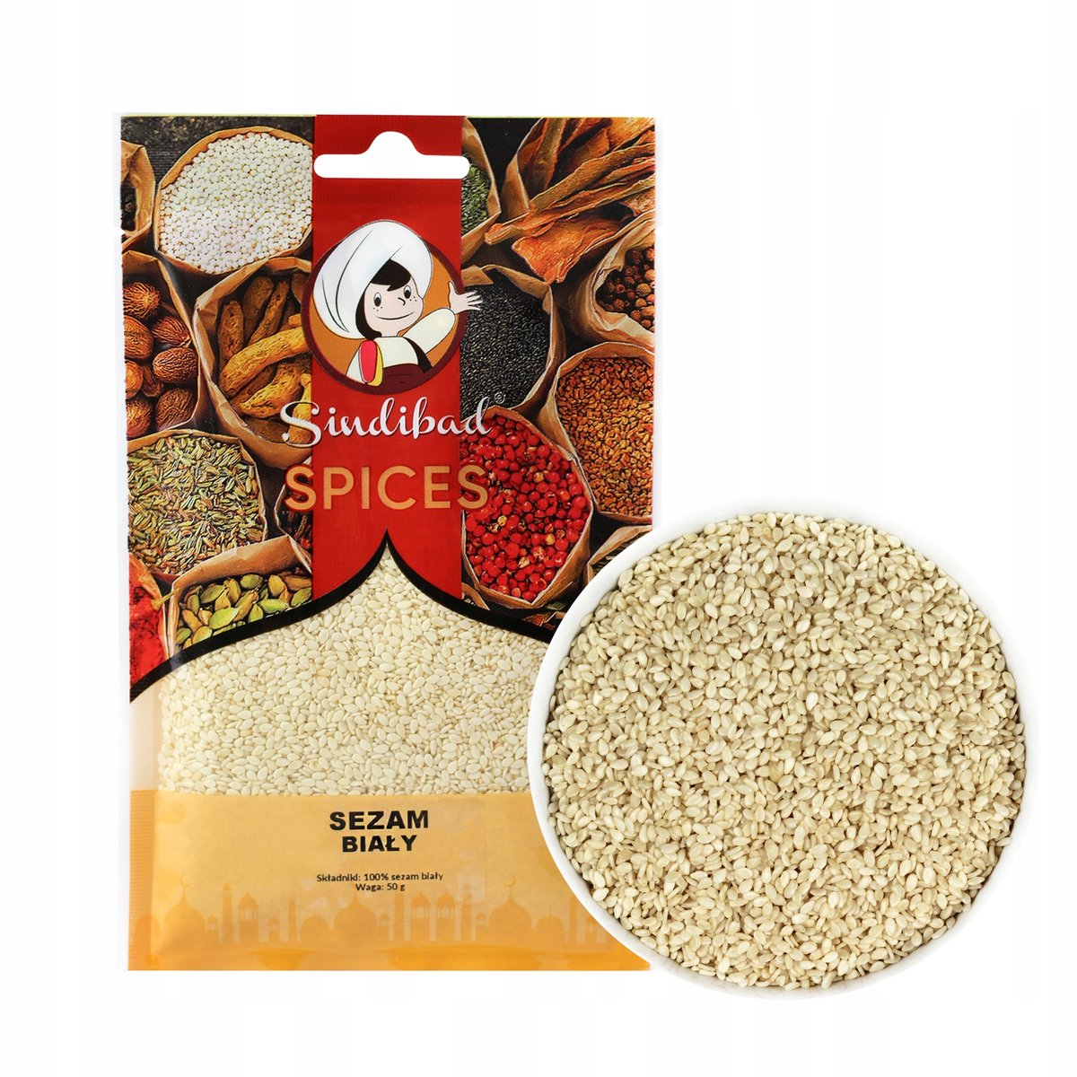 SEZAM BIAŁY ZIARNO 50g Sindibad 100% JAKOŚCI
