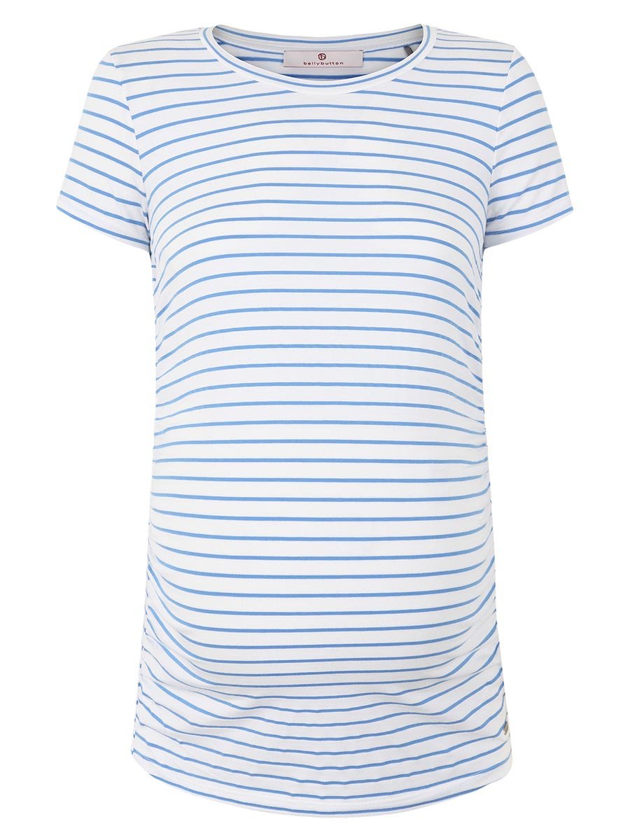 Damski t-shirt ciążowy w paski niebieski Bellybutton Maternity, r.M
