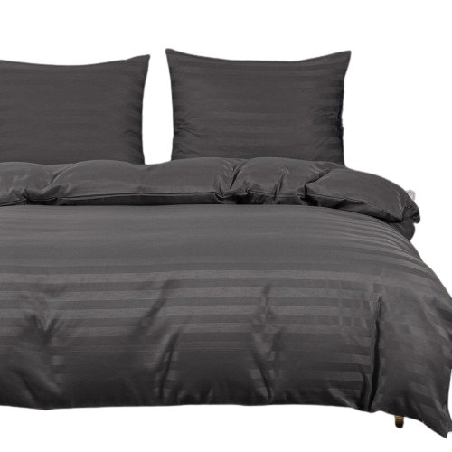 Pościel Ciemno-szara pasy 140x200- 3 cz.