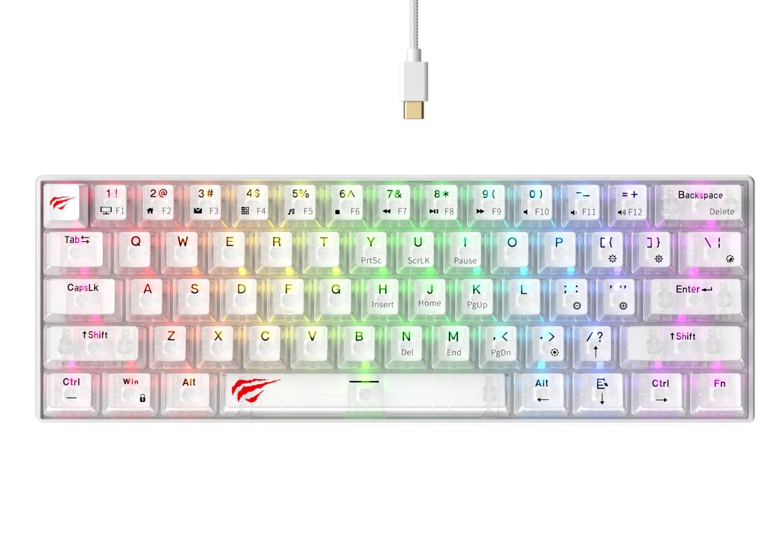 Havit KB903L - klawiatura gamingowa (transparentna biel) KB903L (TRANSPARENT WHITE)