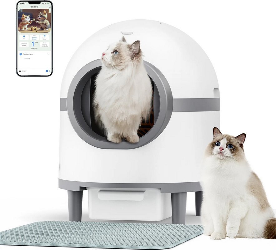 Inteligentna samoczyszcząca kuweta dla kota smart wifi apka 60l 54 x 54 x 63 cm