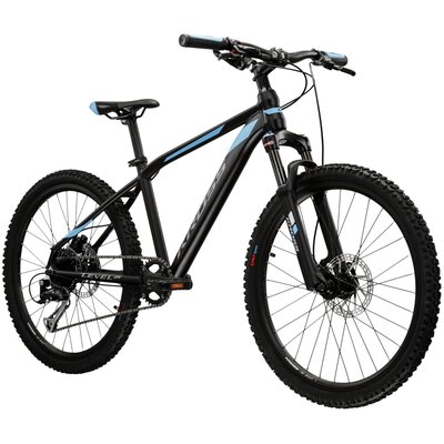 Rower młodzieżowy KROSS Level Jr 3.0 24 cale dla chłopca Czarno-niebiesko-srebrny