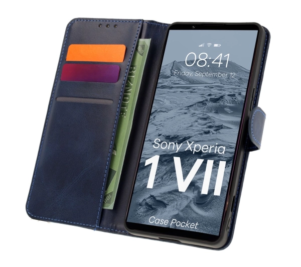 Bizon z klapką Pocket do Sony Xperia 1 VII Granatowy