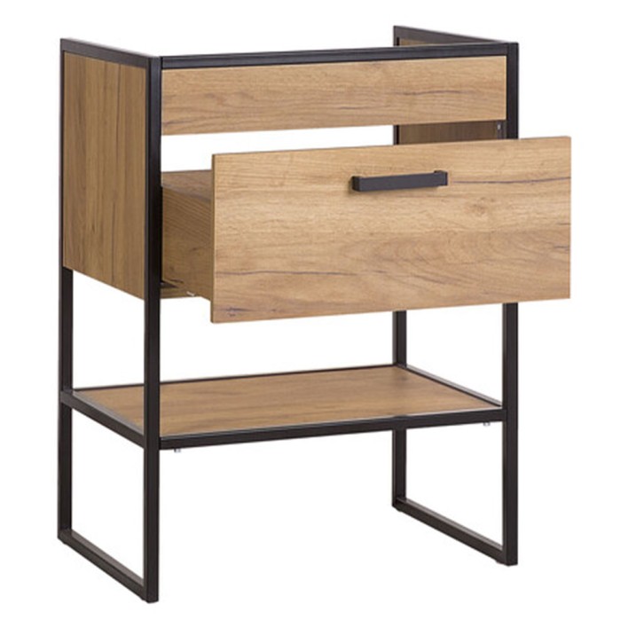 Szafka pod umywalkę 60cm 1 szuflada Kolekcja Brooklin Dąb Craft Złoty, Czarny mat