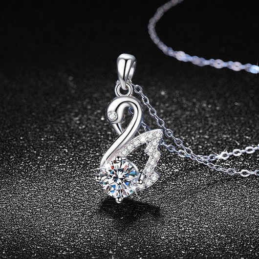 Naszyjnik Łabędź 1ct moissanit srebrny