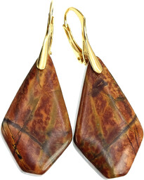 Naturalny Jaspis Red Creek Kolczyki Złote Srebro