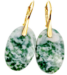 Agat Mszysty Oryginalne Kolczyki Złote Srebro