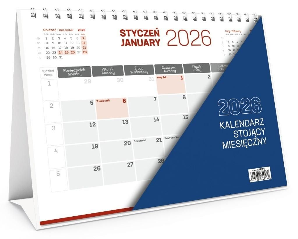Kalendarz 2026 Biurkowy stojący - kalendarz