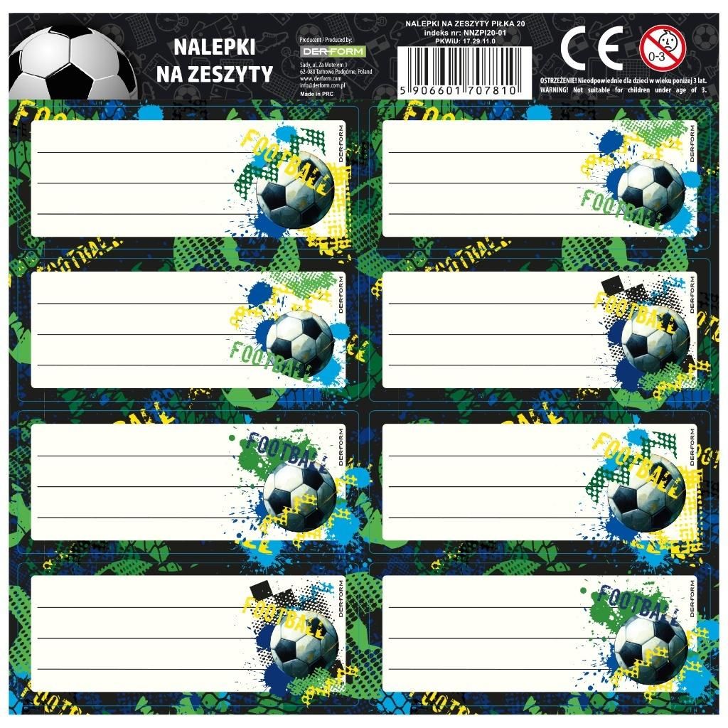 Nalepki na zeszyty Piłka 20 25szt Derform