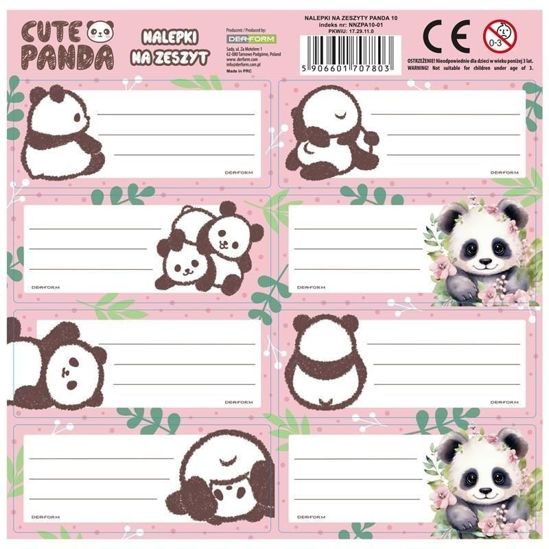 Nalepki na zeszyty Panda 10 25szt Derform