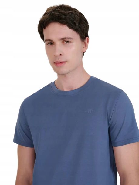 Koszulka Męska 4f Gładka Tshirt Bawełna Lato Shm2256 32s Denim R. S
