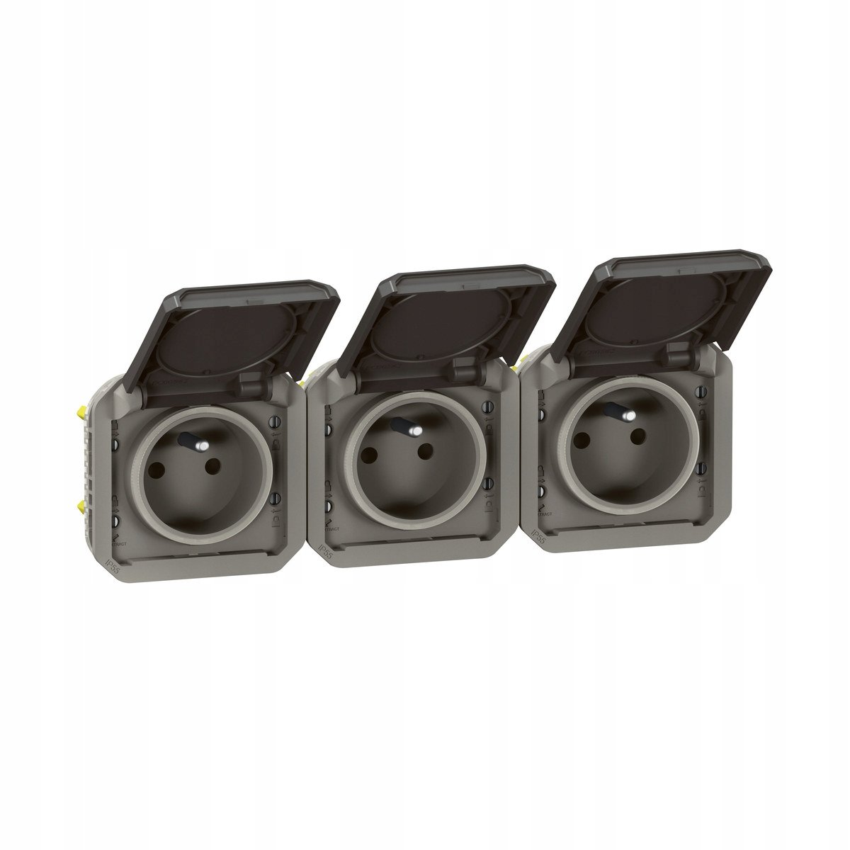 Gniazdo potrójne z uziemieniem 3x2P+Z, poziome, mechanizm 16 A - 250 V~- an