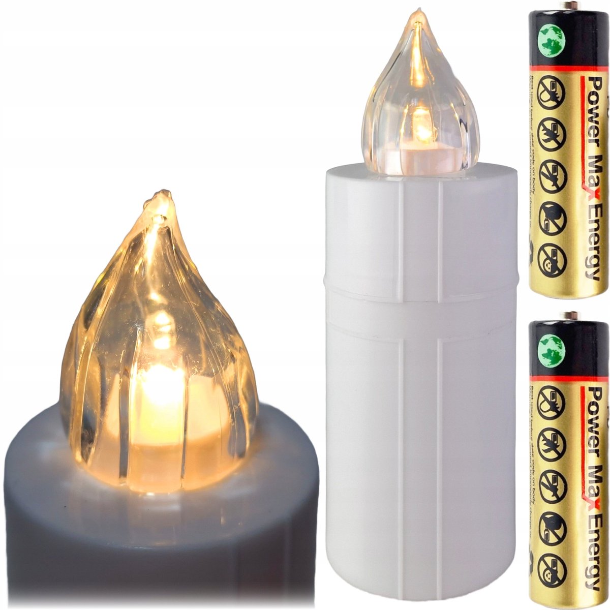 WKŁAD DO ZNICZY ZNICZA 1 SZT LED ELEKTRYCZNY BIAŁY WKŁADY NA BATERIE R6