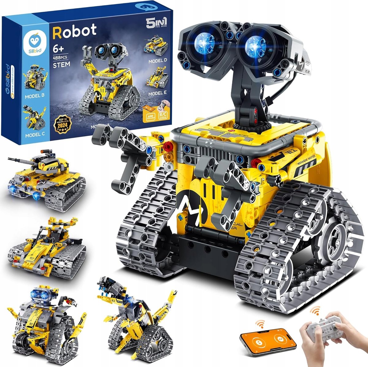 Robot Zabawka 5w1 Sillbird RC Klocki Pilot STEM Aplikacja 6+ lat