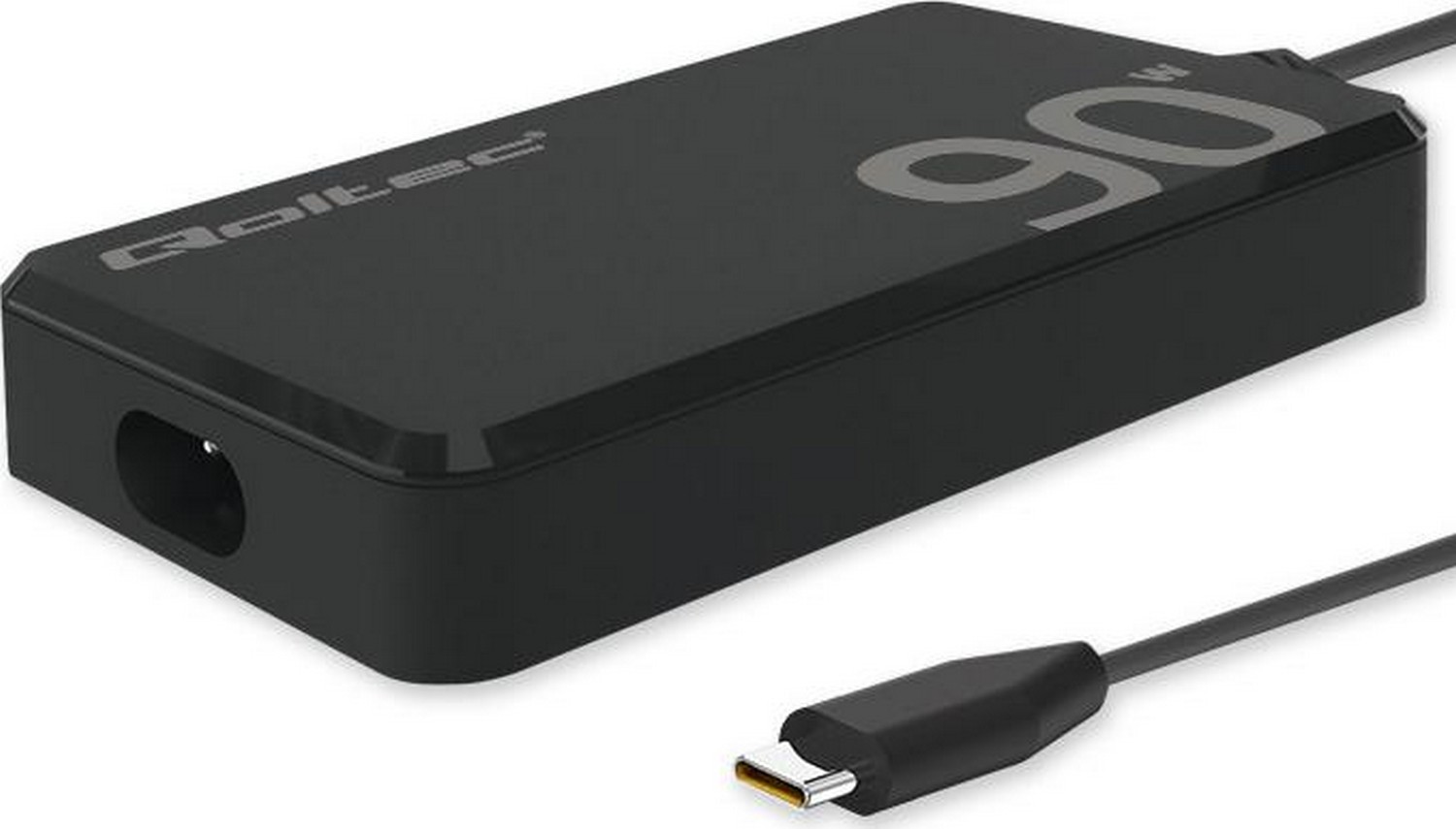 Qoltec 90W GaN Super Fast SLIM PD 5-20V 4.5A USB-C 3.1 Laptop MacBook Smartfon + kabel 52422 52422