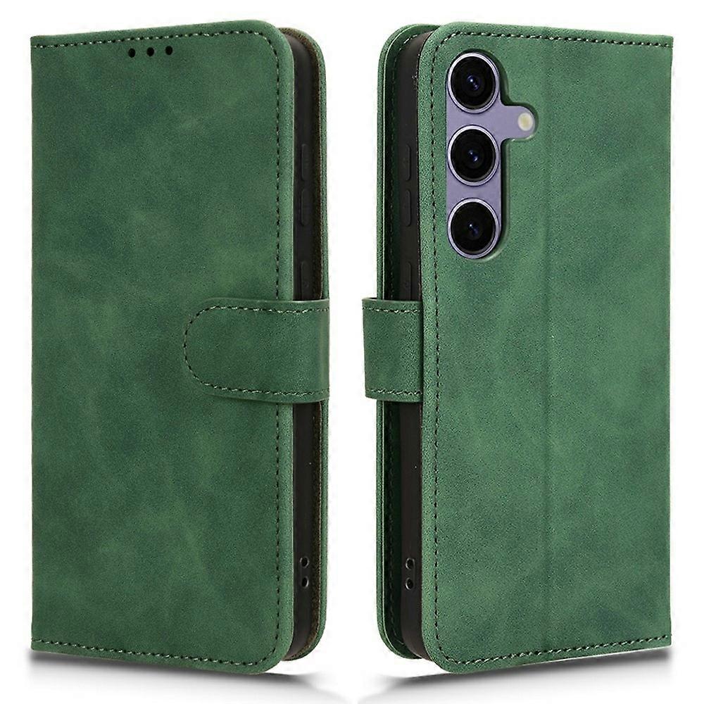 Dla Samsung Galaxy S24 FE Skórzane Etui Skin-Feel Anti-Drop Portfel Klapka Pokrowiec Na Telefon - Zielony Wielobarwny Green