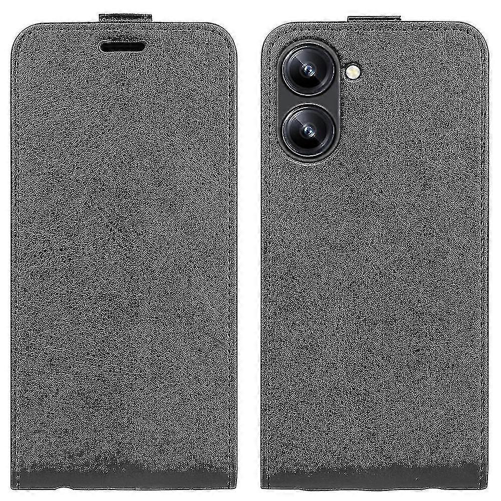 Tikuajgift Dla Realme 10 4g Ochronna pokrywa telefonu Skórzane pionowe etui na telefon z klapką Anti-scratch z gniazdem karty Czarny