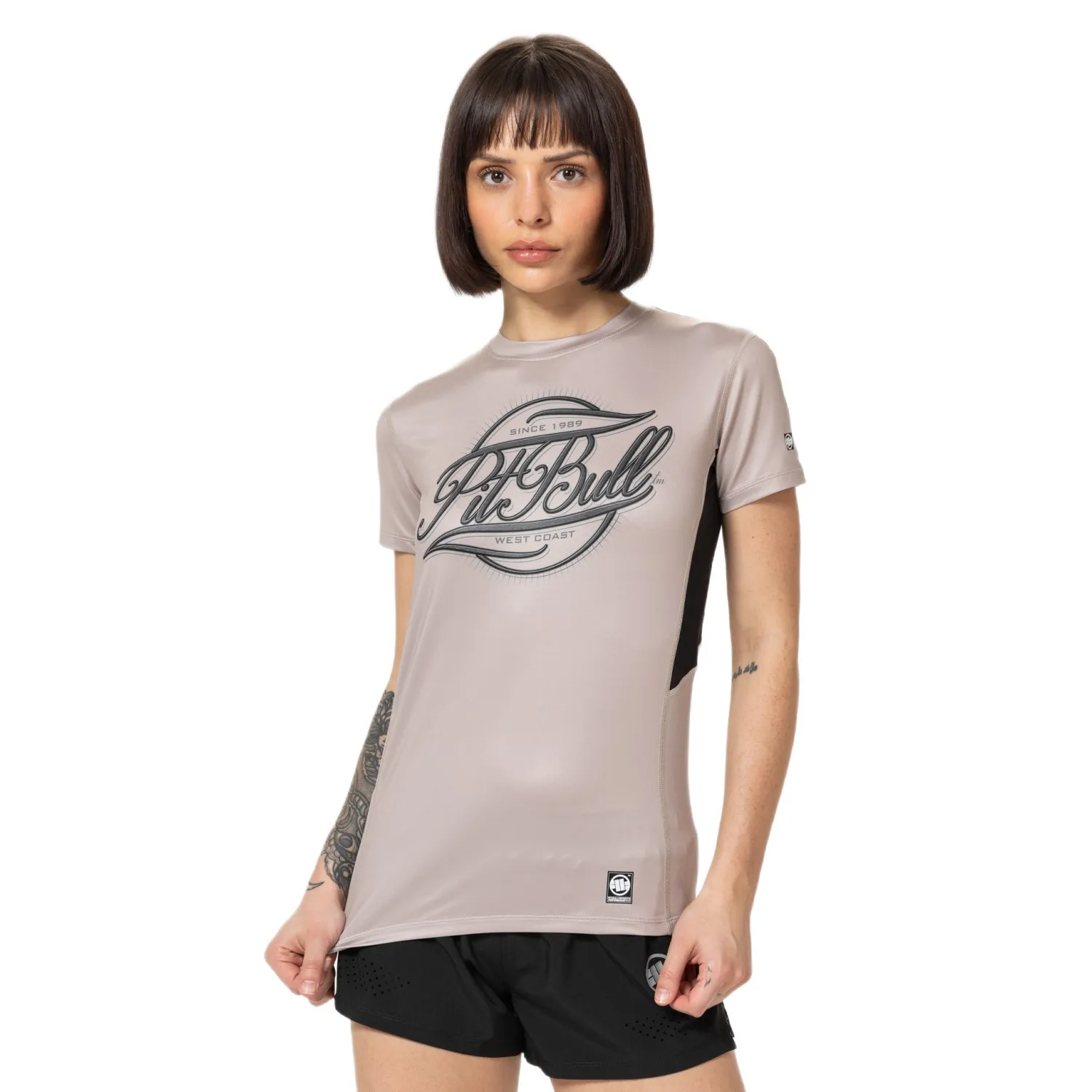 PITBULL KOSZULKA sportowa damska Performance Pro+ Mesh IR '25 - Piaskowa  (38)