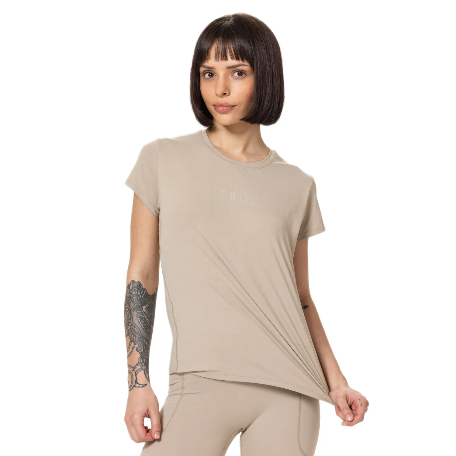 PITBULL KOSZULKA sportowa damska Performance Pro+ Avenida '25 - Cappucino(36)