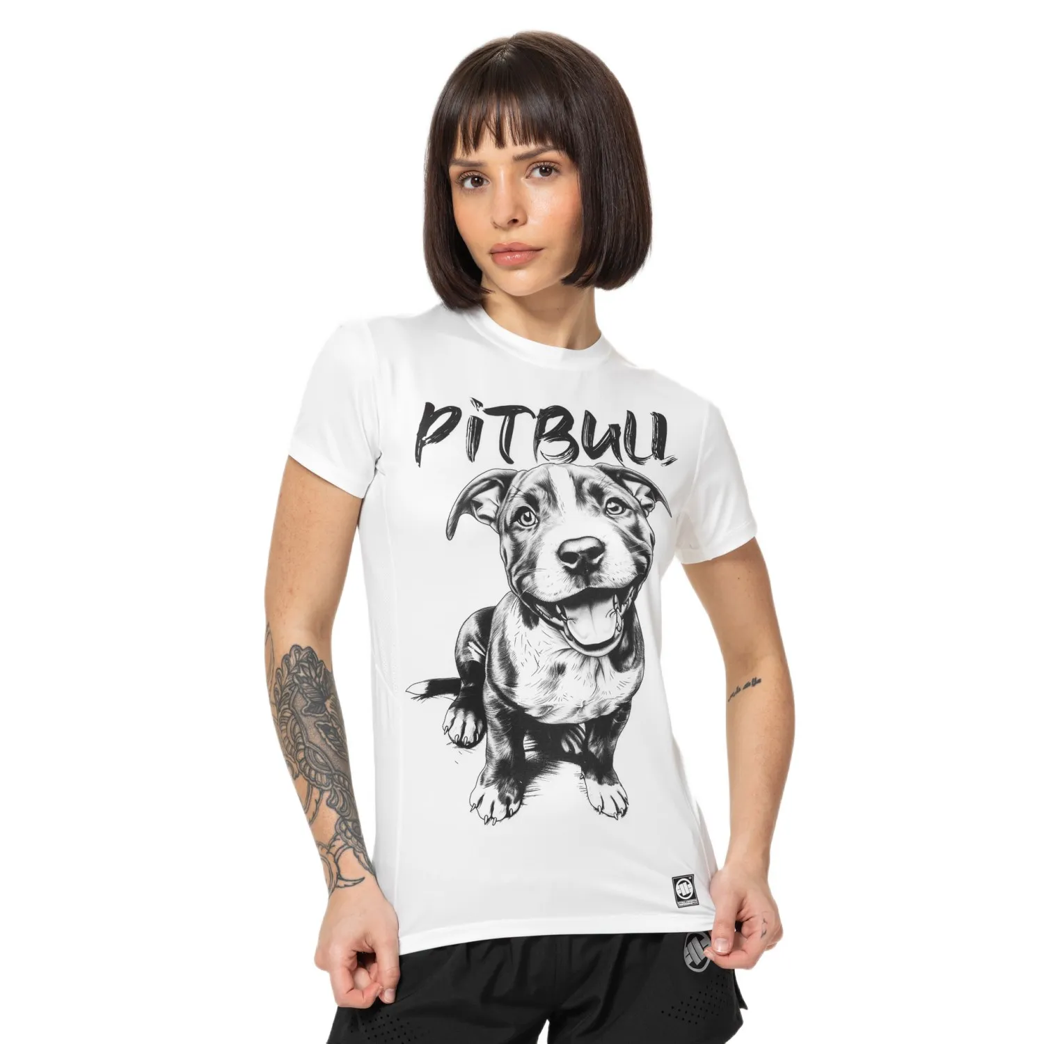 PITBULL KOSZULKA sportowa damska Performance Pro+ Mesh Puppy '25 - Biała(36)