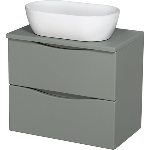 Szafka łazienkowa wisząca ONDA 60 cm szałwiowa z białą umywalką Gante