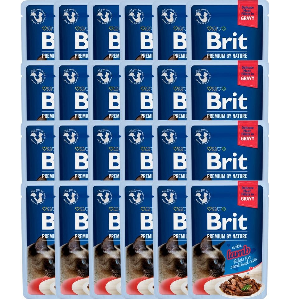 BRIT Premium By Nature Fillets in Gravy for Sterilized cats z jagnięciną 24x85g