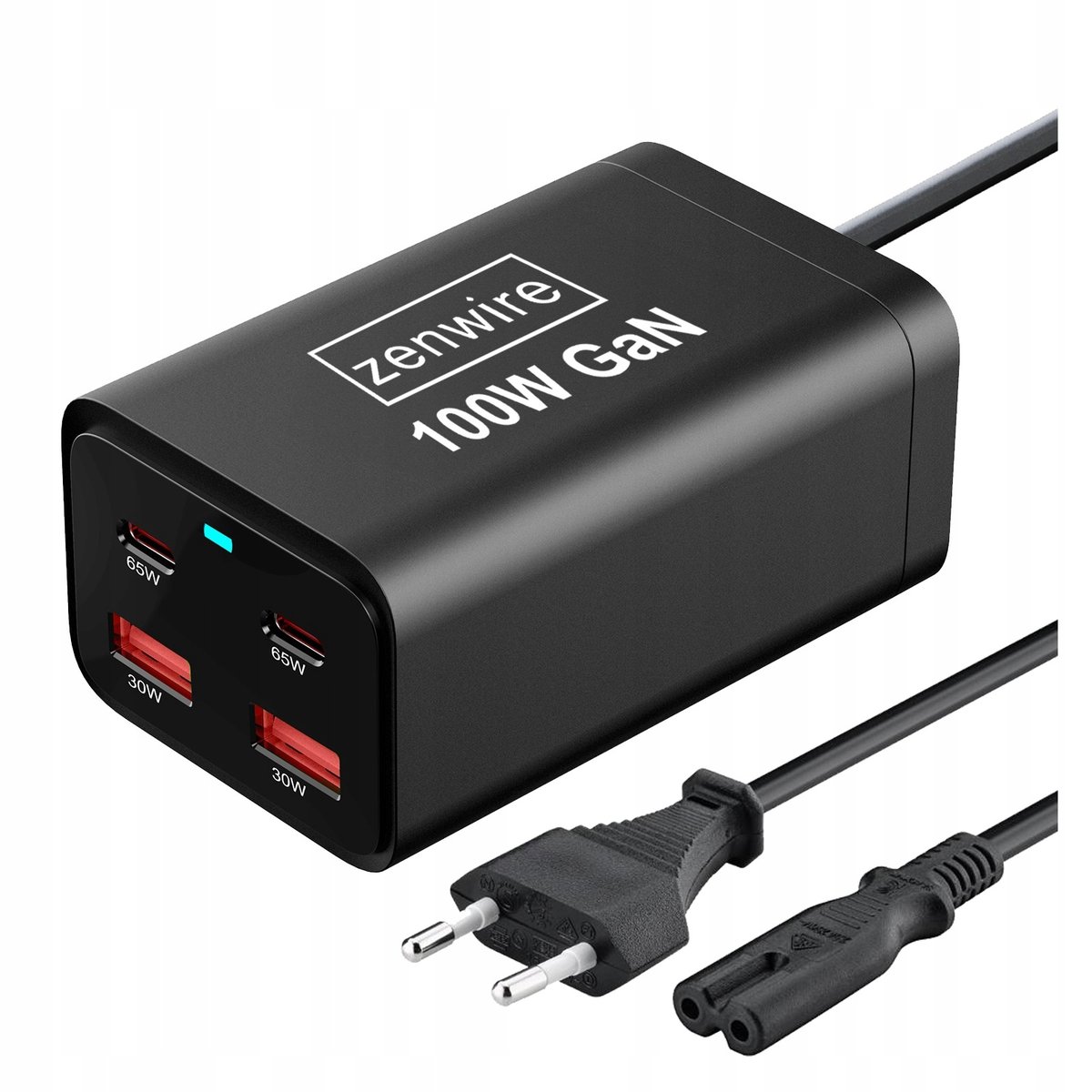 top Ładowarka Sieciowa Zasilacz 100W Kostka GaN 3 Kabel AC 2x USB-C 65W 2x USB