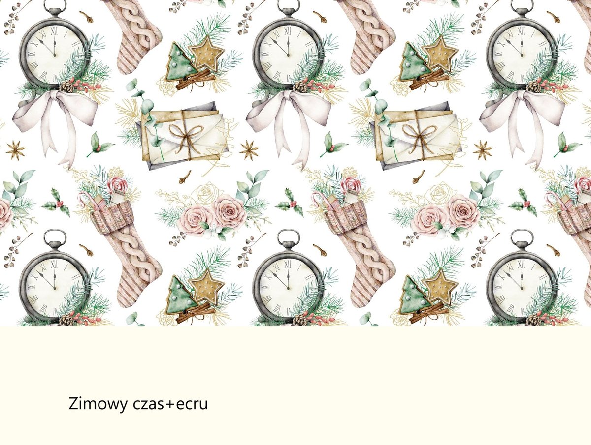 Świąteczna Pościel 160x200+70x80 zimowy czas+ecru