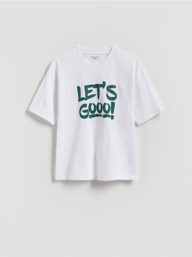 Reserved - T-shirt z nadrukiem - złamana biel