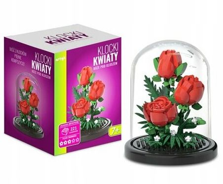 Klocki kwiaty Róże pod kloszem 221el 136924