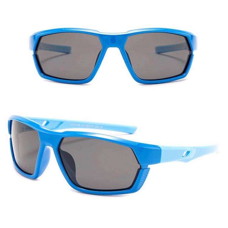 Dziecięce 6-10 lat gumowe okulary przeciwsłoneczne polaryzacyjne POL-JR-63A niebieskie
