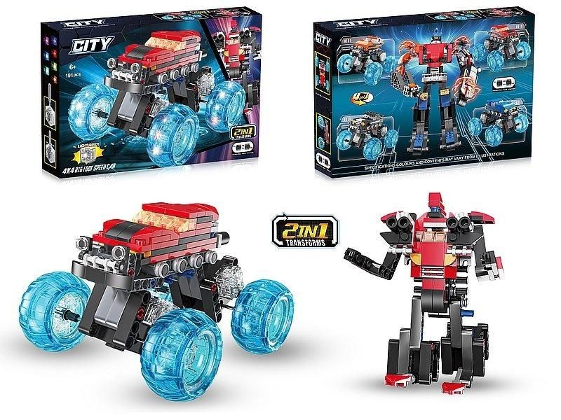 Klocki auto-robot ze światłem Mix - klocki