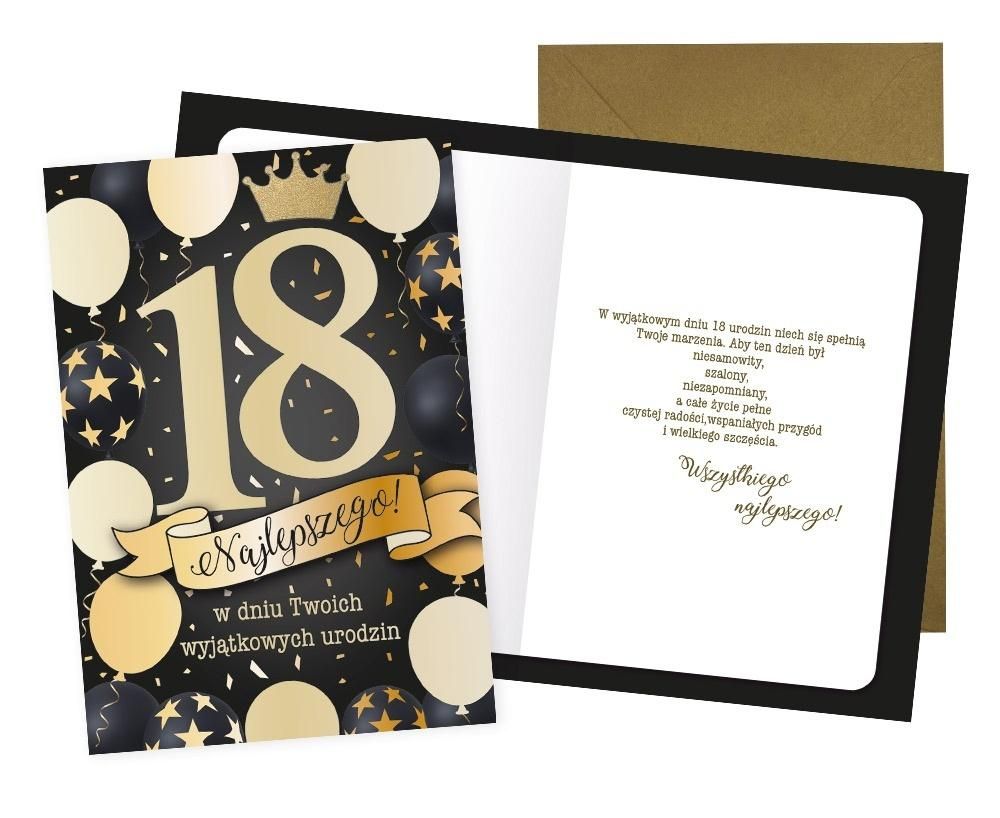 Kukartka Karnet DK-1287 Urodziny 18 cyfry, osiemnastka, balony - artykuł papierniczy