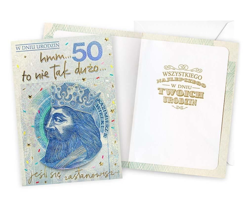 Kukartka Karnet DK-1310 Urodziny 50 cyfry, banknot 50 - artykuł papierniczy