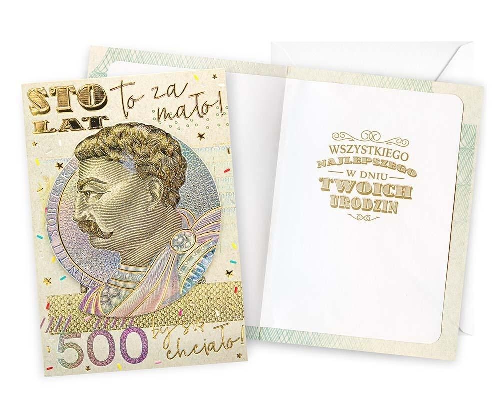 Kukartka Karnet DK-1312 Urodziny cyfry, banknot 500 - artykuł papierniczy
