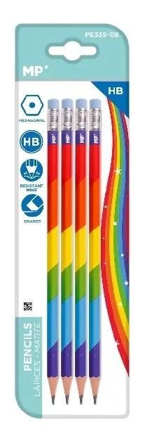 Mp Main Paper Ołówek z gumką Hb Tęcza 4szt