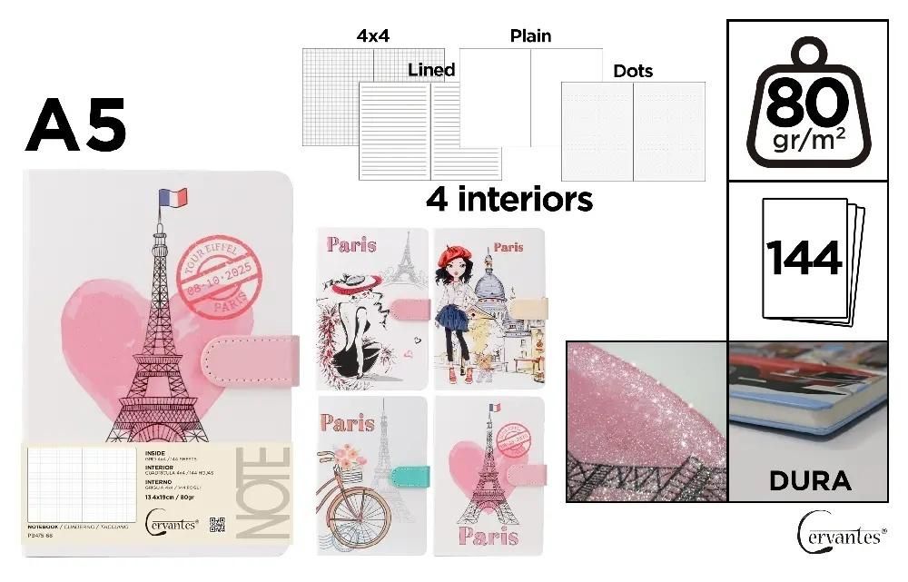 Cervantes Notatnik A5144k magnes Paris Mix