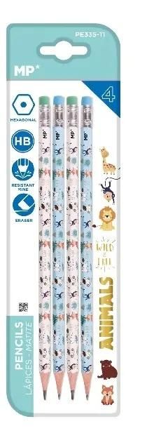 Mp Main Paper Ołówek z gumką Hb Zwierzęta 4szt