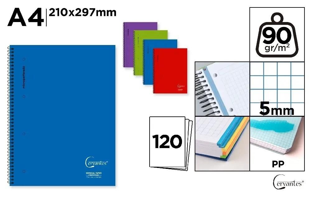 Cervantes Notatnik A4120k kołowy kratka Mix